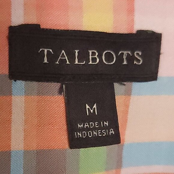 Talbots Orange Yellow Plaid Button Down Medium - Picture 4 of 5